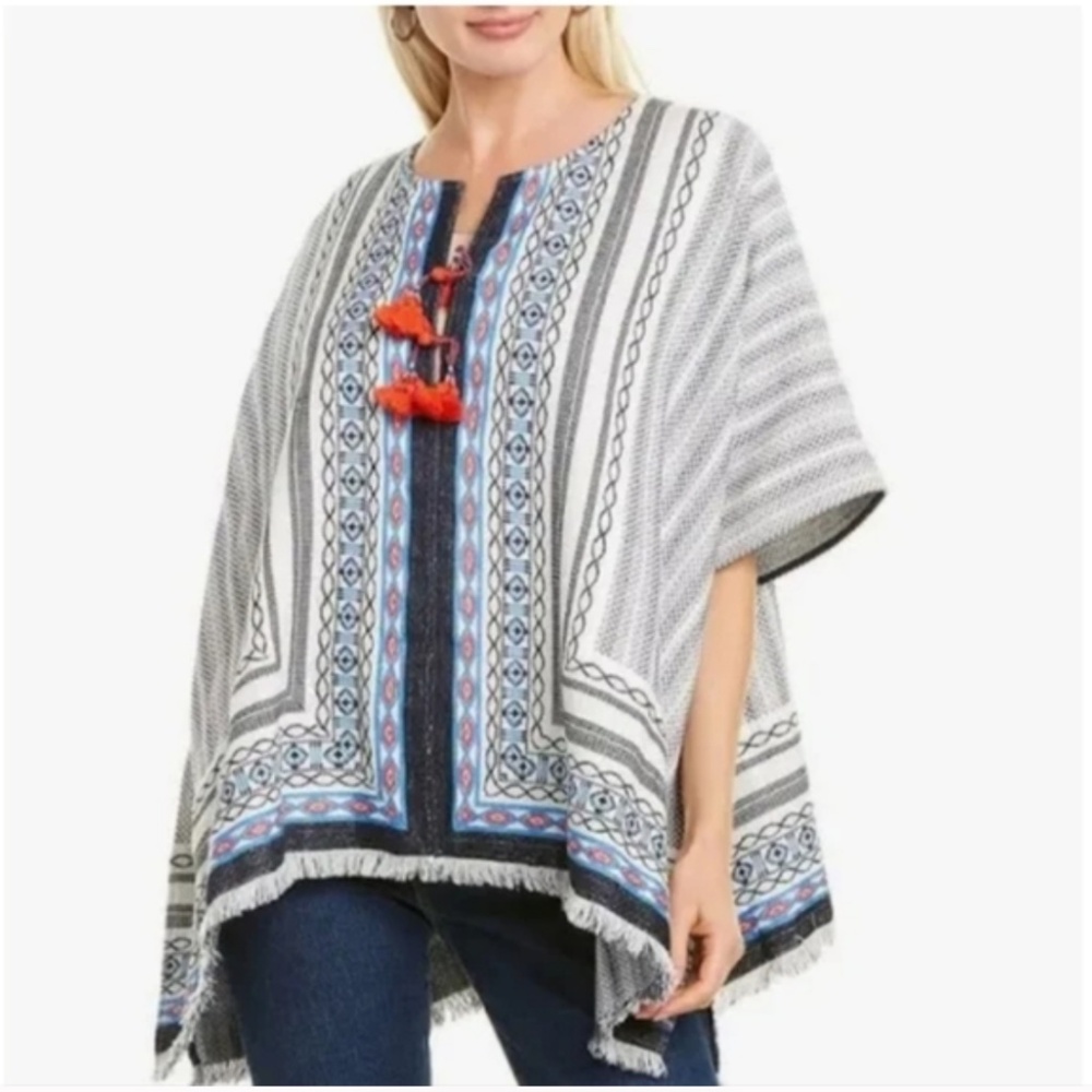 Tory Burch Blaire Embroidered Poncho Size‎ M/L